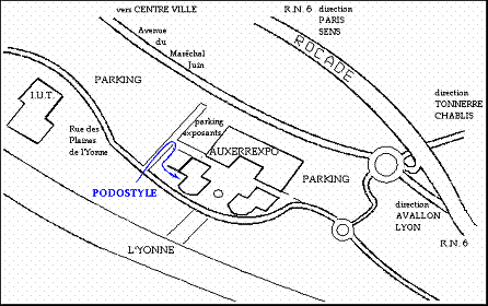 PODOSTYLE plan d'accès Auxerre Yonne Bourgogne